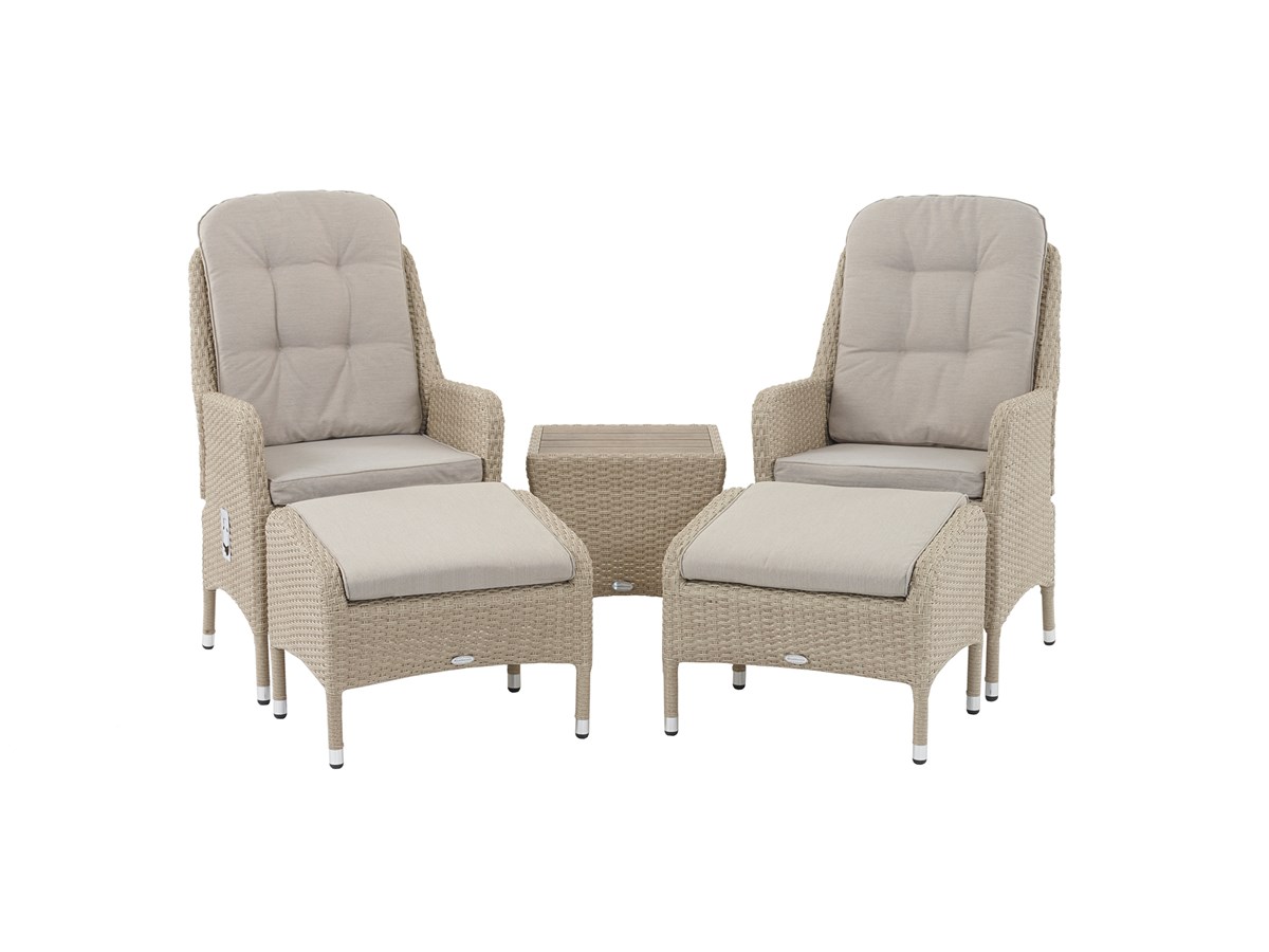 BRAMBLE CREST STRATTON RECLINER SET WITH 2 FOOTSTOOLS & COFFEE TABLE