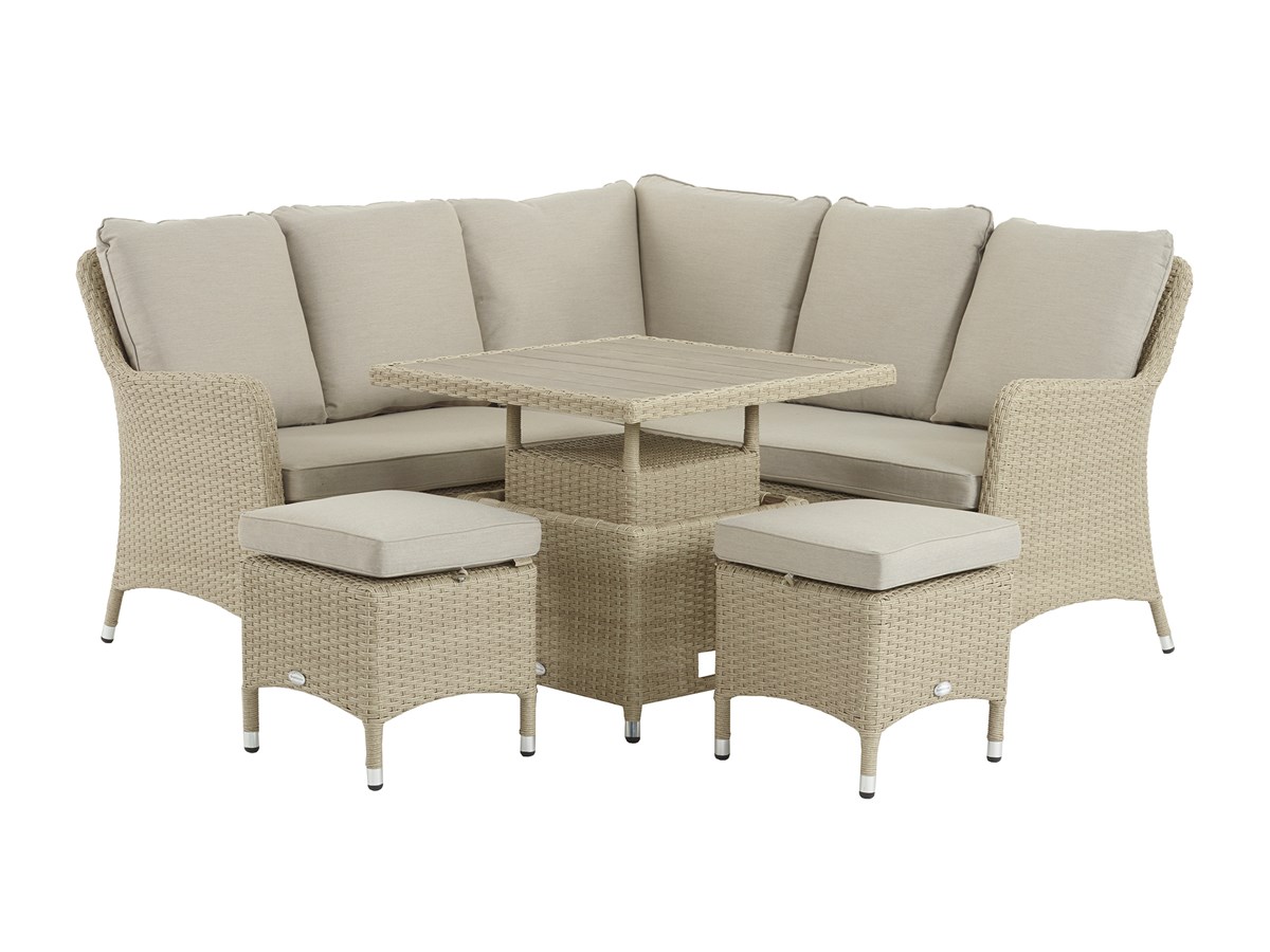 BRAMBLE CREST TIVERTON MINI SOFA WITH ADJ. TABLE & 2 STOOLS – NUTMEG